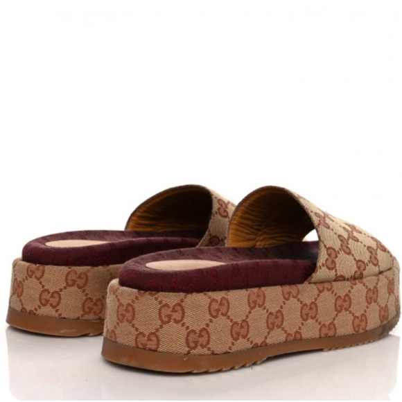 Gucci Canvas Monogram Angelina Platform Slide Sandals 38 - Picture 3 of 6